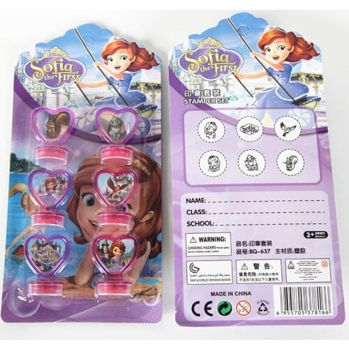 6pcs/set Sofia Kids Party Toy Stamps Princess Seal For Scrapbooking Stamper Girls Party Gift Decoration