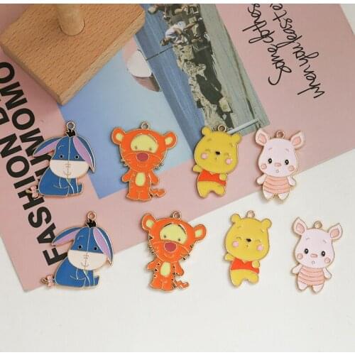 6pcs New Arrival Classic Anime Earrings Lovely Cartoon bear donkey cartoon animal little pink pig tiger diy jewelry bag pendant