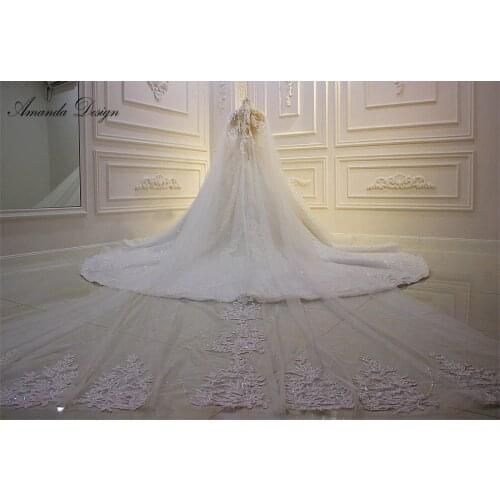 Amanda Design Luxury Lace Appliqued shiny long Veil 2019