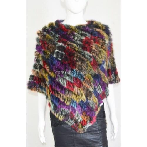 Free Shipping SJ787 Colorful Women Hot Sale Women Stylish Rabbit Fur Cape Stole