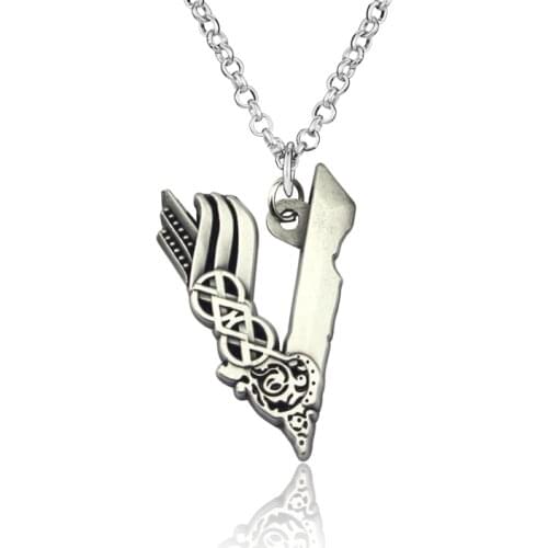 Tv Series Vikings Icon Necklace Vikings "V"Logo Pendant Key chain Ragnar Lodbrok Men Women Birthday Gift