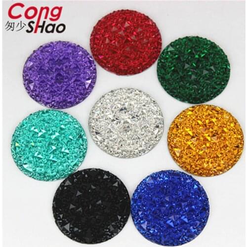Cong Shao 10pcs 35mm Big Round Shape Resin Rhinestones Applique Stones And Crystal Gems Flatback For Costume Button Crafts 8Y783