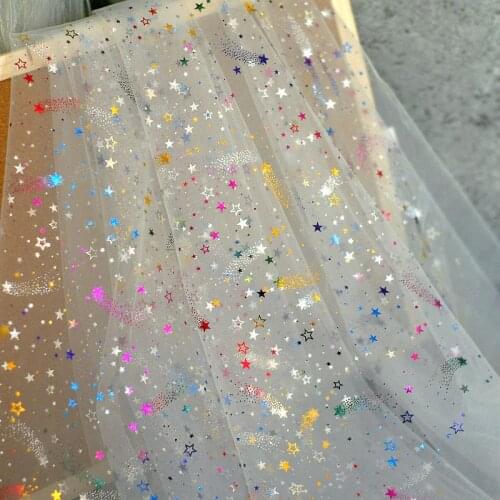 1.5 meters wide star mesh gauze fabric sequins starry sky photo curtain gauze background decoration handmade clothing fabric