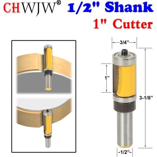 1Pc 1/2" ShankFlush Trim Router Bit Top & Bottom Bearing-1"H X 3/4"W For Woodworking Cutting Tool