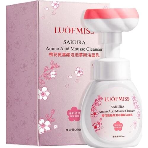 Deep Cleansing Refreshing Moisturize Oil Control Smoothing Delicate Hydration Sakura Amino Acid Bubble Facial Cleanser 1 Bottle