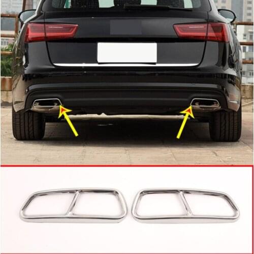 2pcs Stainless Steel Car Rear Exhaust Pipe AMG Cover Trim For Audi A6/S6 2016-2018 A7 2015-2018 Auto Accessories