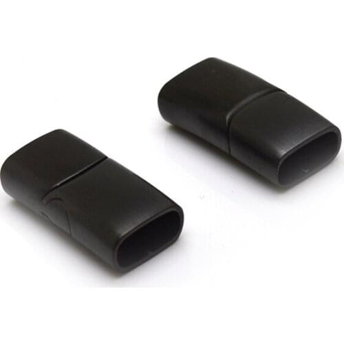 Engrave Logo 5PCS/lot Black Stainless Steel Magnetic Clasp Hole 10*5mm for Leather Cord Magnet Lace Buckle Bracelet Jewelry DIY