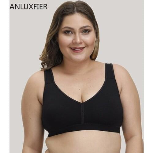 H9729 Women Plus Size Bra Underwear No Steel Ring Cotton Comfortable Thin Full Cup Bras Lingerie Pure Color Adjusted Straps Bra