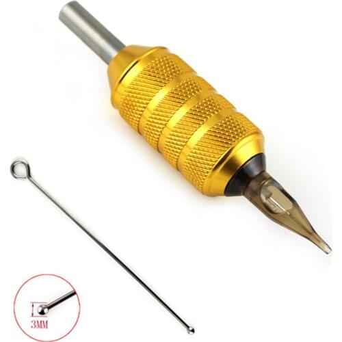 Professional Gold Aluminium Alloy Cartridge Tattoo Grip 25MM For Needle Cartridges Supply (Not included cartridges)