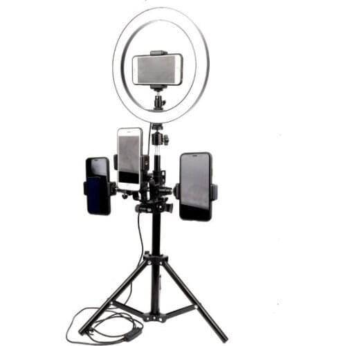10 inch 26cm dimmable LED selfie ring light camera phone photography video makeup lamp with tripod phone clip