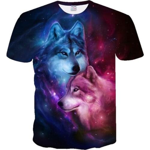 Hot Sale Mens T-shirts 3D Printed Popular Top Wolf Pattern T-Shirt Wolf Tshirts Mens Short Sleeve Personalized Boys Tops