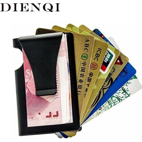 DIENQI RFID Metal Credit Card Holder Wallet Men Hard Bank Cardholder Cart Case Magnetic Slim Aluminum Steel Minimalist Wallet