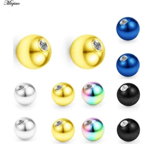 Miqiao 10pcs/lot Stainless Steel Replacement Balls Body Jewelry Piercing Barbell Parts 16G 14G Ball Top Bead Jewelry Piercing