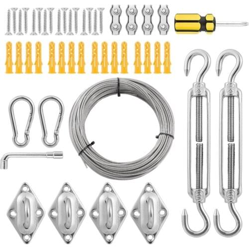 Garden Wire Kit String Lights Hanging Lights Wire Stainless Steel Cable Anti-Rust Wire for Garden Backyard Lights