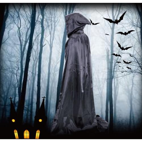 Halloween Cloak Costumes For Adults Solid Color Long Death Hooded Capes Mantle Wicca Robe Halloween Party Decoration