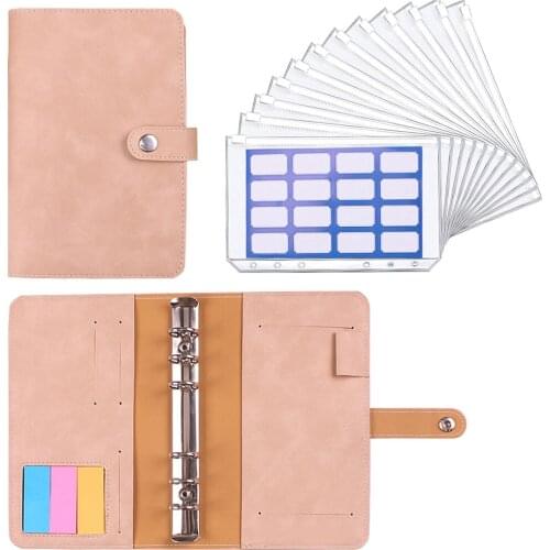 2021 New A6 Notebook Binder Budget Planner Organizer Pu Leather Loose-leaf Cash Budget Handbook With 12 Pieces Zipper Pockets
