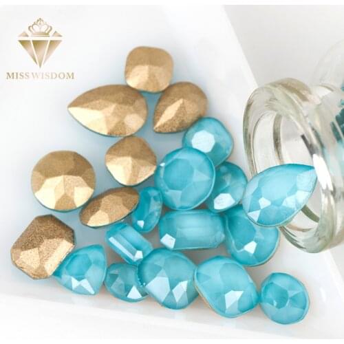 New prouduct 50pcs/pack pointback nail drill sea blue Moka rhinestones 202MK high quality glass crystal nail art