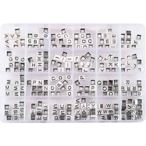 250pc/Box Boho Antique Alphabet Beads Metal Letterbeads Tile Beads Jewelry Making Square Myuki Seed Beads Charms for Bracelet