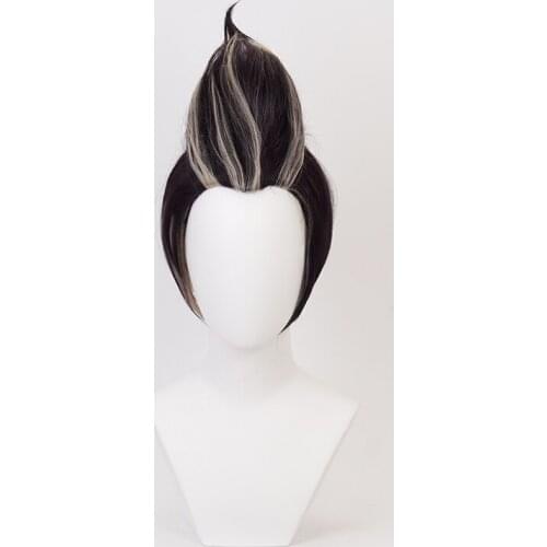 New Danganronpa Dangan Ronpa Tanaka Gandamu Cosplay Wig Short Black Blonde Mixed Synthetic Hair Halloween Costume Wigs + Wig Cap