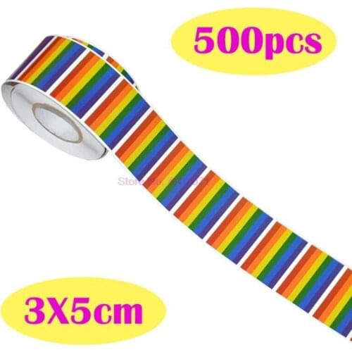 By DHL 25roll Gay Pride Stickers 500 Counts Love Rainbow Stickers Roll Bicycle sticker