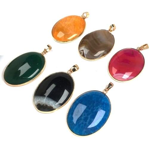 Natural Stone Pendants Oval dragon agated Rose Quartzs Crystal Jaded Crystal Pendants for Jewelry Making Fit Charms Necklace