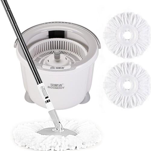 BOOMJOY 360 Degree Spin Adjustable Mop with Bucket 2 Microfibre Pads Extended Handle for Hardwood Floor Cleaning