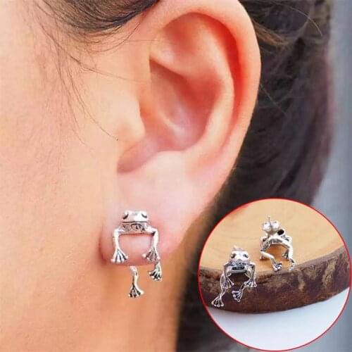 Korean Cute Frog Earrings Personality Gothic Ear Stud Earring Women Girls New Trendy Simple Jewelry Gifts