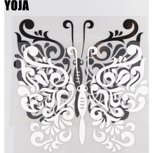 YOJA 18×14.5CM Vinyl Beautiful Butterfly Animals Cartoon Decal Car Stickers Black/Silver 19C-0086