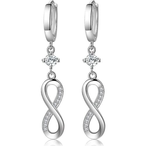 4.6cm Long Delicate Infinity Love Crystal Tassel Long Dangle Earrings for Women Mom