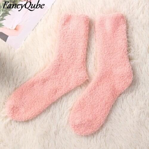 1Pair Women Cozy Velvet Socks Ladies Winter Warm Soft Fluffy Sleep Bed Socks Winter Warmer Home Accessories Sox Gifts