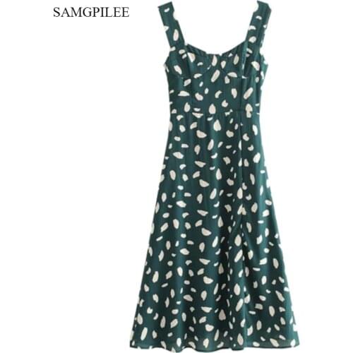 2020 Sexy Women Summer Sexy Dress Spaghetti Strap Dress Slash Neck Female Pleated Midi Dress Casual Office Ladies Party Dresses