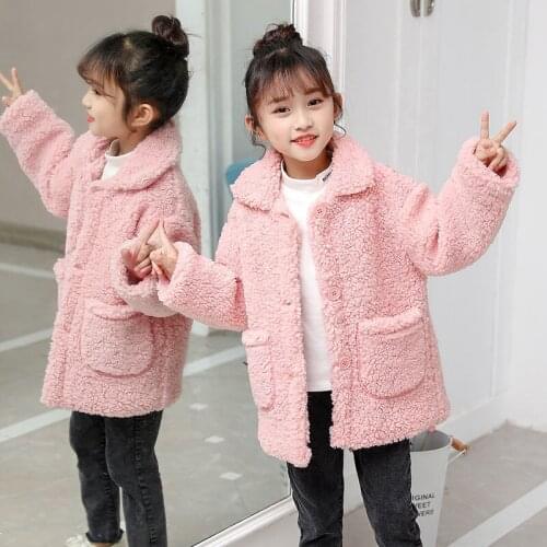 Girls Winter Jackets Lambs Wool Coats Kids Warm Jackets Children Fleece Boy Outerwear Girls Loose Pink Coats Teen Overcoat
