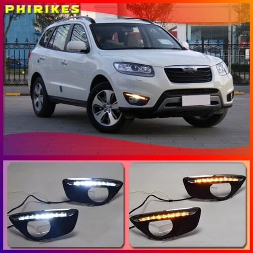 1 Pair Car Daytime Running Light DRL LED Daylight Fog Lamp Cover for Hyundai Santafe Santa Fe 2010 2011 2012 DC 12V