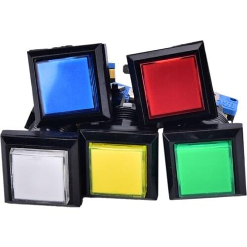 1PCS Square game machine push button arcade LED momentary illuminated push button 5 Colors