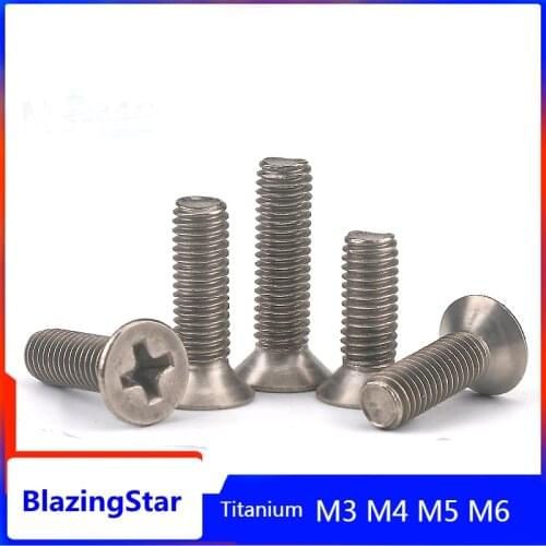 1PC M3 M4 M5 M6 L=6mm-60mm Titanium Bolt Countersunk Flat Head Screw Cross Machine Screws Bolts Phillip Pleine Marine Hardware
