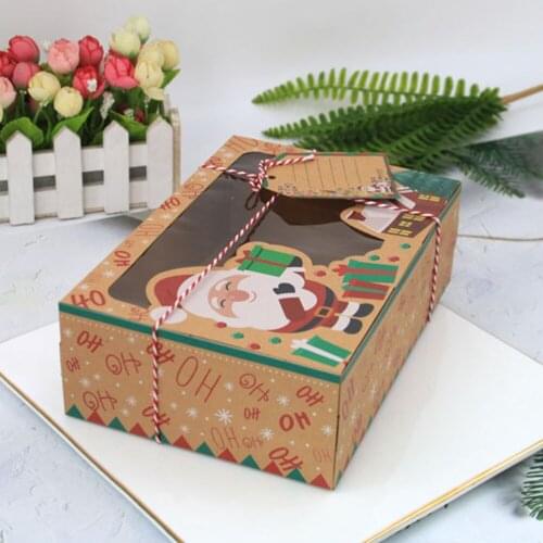 12pcs Christmas Cookie Boxes Portable Candies Baking Case Party Favor Holders