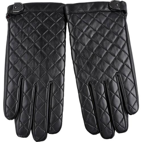 2021 Winter Men Windproof Genuine Sheep Skin Leather Gloves Outdoor Driving Fashion Design Real Leather Gloves Plain OEM Adult