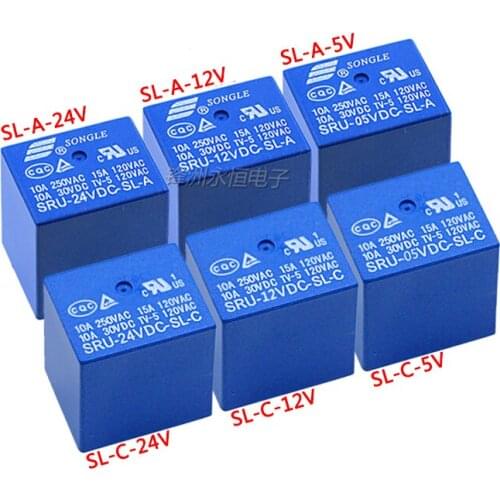 5PCS/LOT Relay SRU-05VDC 12VDC 24VDC-SL-A 4PIN 15A T70