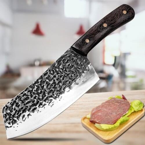 5Cr15 Stainless Steel Hand Forged Hammered Kitchen Knife Chinese Kitchen Chopping Chopper Sharp Kitchen Knife
