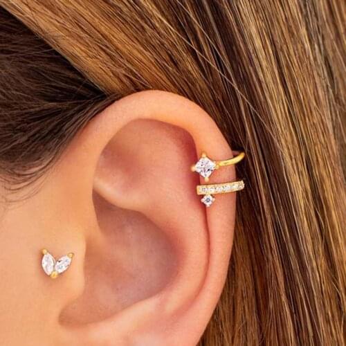 Aide Clip Earring 925 Sterling Silver Ear Cuffs for Women Silver Pendientes No Piercing Earring Fine Jewelry Joyero Crystal CZ