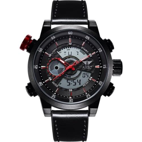 AMST Men's Watch With Leather Strap