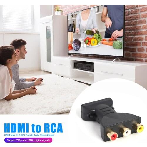 HDMI-compatible to 3 RCA Male to Female AV Scaler Adapter HD Video Composite Converter Box Gold-plated Plug