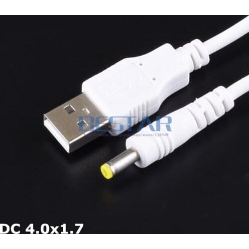 White USB To 4.0*1.7mm /DC 4017 4.0x1.7mm 4.0 mm x 1.7 mm 4.0mm/1.7mm Jack Plug DC Power charge charging Adapter Cable 1M 3FT