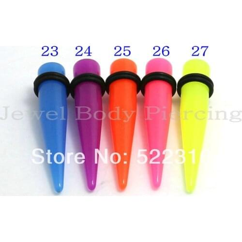 Free shipping body piercing jewelry acrylic glow in the dark color ear taper kits 1.6mm 2mmm 2.5mm 3mm 4mm 5mm 6mm 8mm 10mm