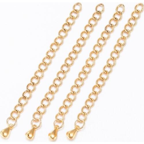 10pcs 304 Stainless Steel Necklace Chain Extender Soldered Tail Extended Chains for DIY Jewelry Making Supplies 55~63x3mm