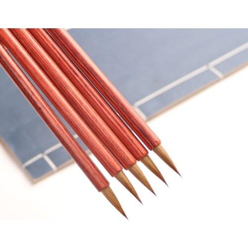 Pure wolf hair small block writing brush copy scripture copying pen calligraphy Redwood black sandalwood small writing brush