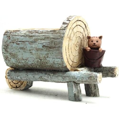 Roogo flower pot retro timber pile series moss pots garden supplies decorative vase and succulent flower case resin toy car gift