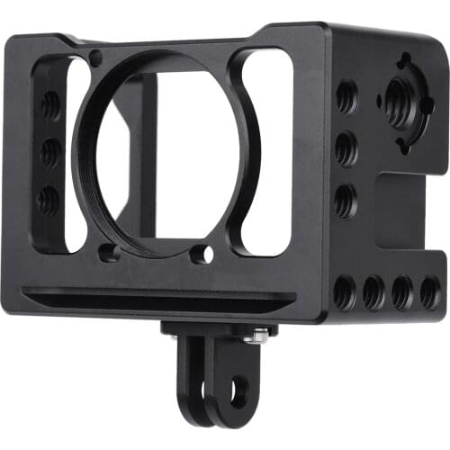Aluminum Alloy Camera Vlog Cage Protective Camera Cage with 1/4 3/8 Inch Screw Holes for Sony RX0 II Digital Camera Microphone