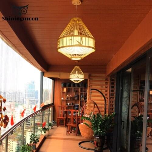 Chinese Classical Bamboo LED Pendant Lights Creative LED Pendent Lamp Dining Room Living Room Bedroom LOFT Kitchen Hanging Lamp