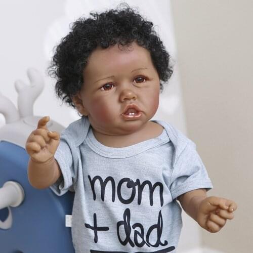 Handmade Reborn Baby Dolls 57cm Silicone Full Body Black Skin bebe Reborn boy Doll Childrens Day Gifts Lifelike